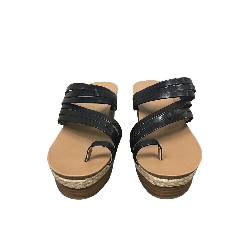 Wonderly Black Libby Wedge Sandal Women's Size 8.5 - Picture 2 of 6